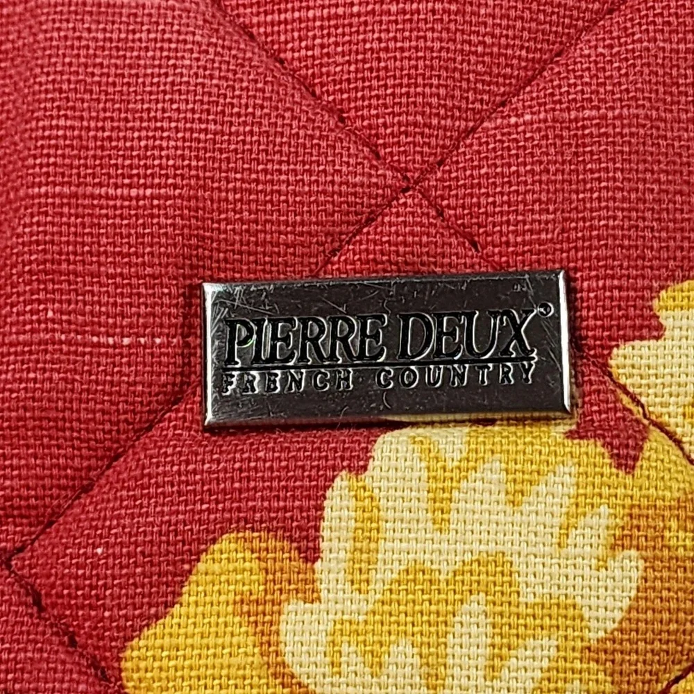 Pierre Deux Handbag Womens Medium Red Floral Quilted Cotton French Country Purse